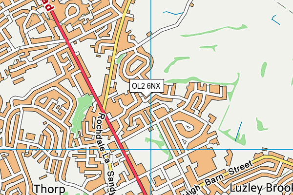 OL2 6NX map - OS VectorMap District (Ordnance Survey)