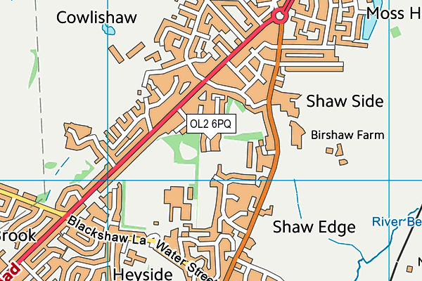 OL2 6PQ map - OS VectorMap District (Ordnance Survey)