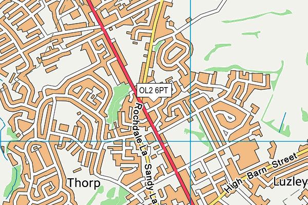OL2 6PT map - OS VectorMap District (Ordnance Survey)