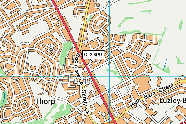 OL2 6PU map - OS VectorMap District (Ordnance Survey)