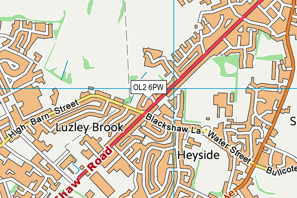 OL2 6PW map - OS VectorMap District (Ordnance Survey)