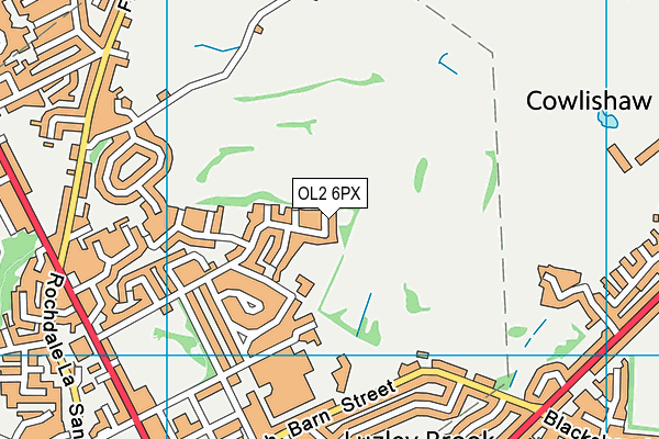 OL2 6PX map - OS VectorMap District (Ordnance Survey)