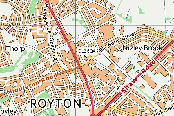 OL2 6QA map - OS VectorMap District (Ordnance Survey)