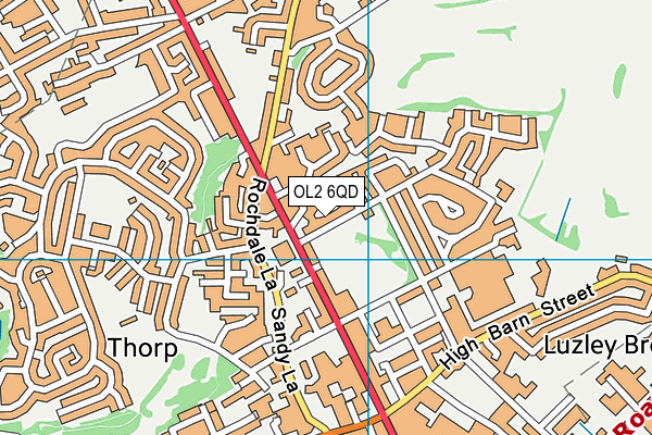 OL2 6QD map - OS VectorMap District (Ordnance Survey)