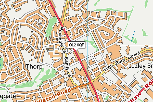 OL2 6QF map - OS VectorMap District (Ordnance Survey)