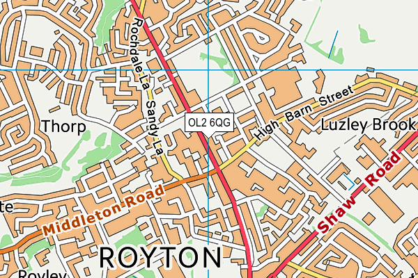 OL2 6QG map - OS VectorMap District (Ordnance Survey)