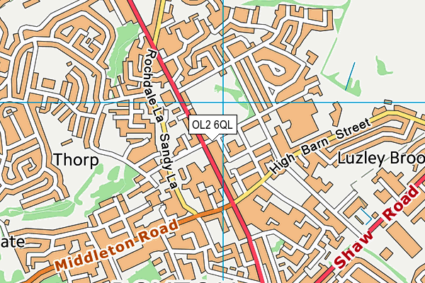OL2 6QL map - OS VectorMap District (Ordnance Survey)