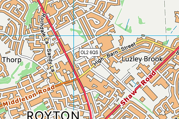 OL2 6QS map - OS VectorMap District (Ordnance Survey)