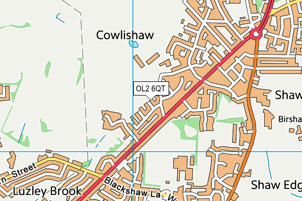 OL2 6QT map - OS VectorMap District (Ordnance Survey)