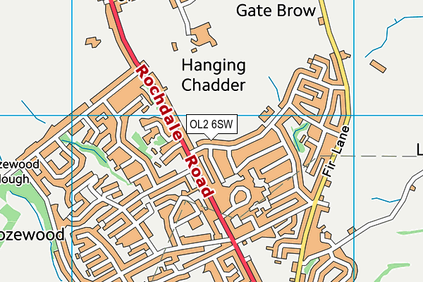 OL2 6SW map - OS VectorMap District (Ordnance Survey)