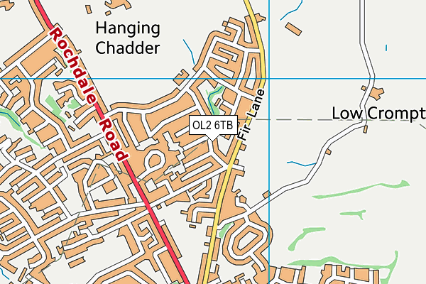 OL2 6TB map - OS VectorMap District (Ordnance Survey)