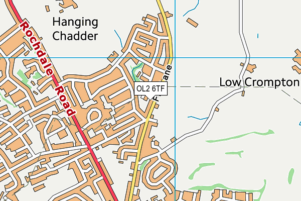 OL2 6TF map - OS VectorMap District (Ordnance Survey)