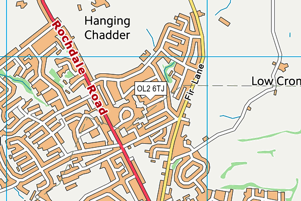 OL2 6TJ map - OS VectorMap District (Ordnance Survey)