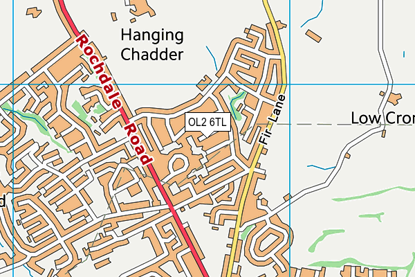 OL2 6TL map - OS VectorMap District (Ordnance Survey)
