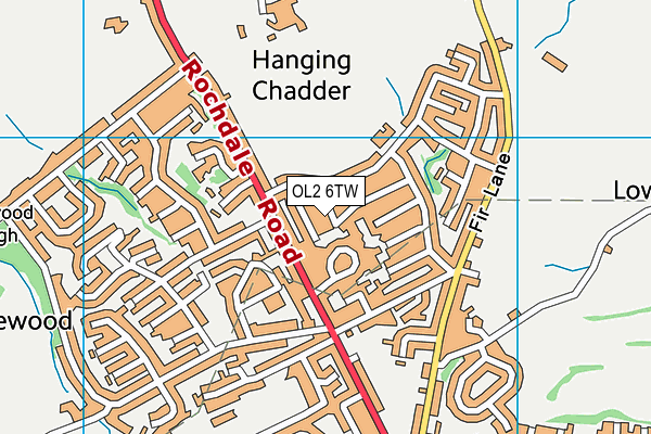 OL2 6TW map - OS VectorMap District (Ordnance Survey)