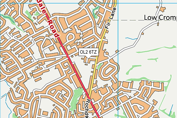 OL2 6TZ map - OS VectorMap District (Ordnance Survey)