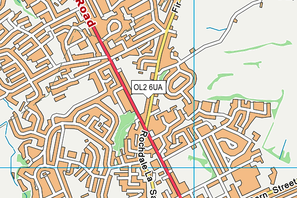 OL2 6UA map - OS VectorMap District (Ordnance Survey)