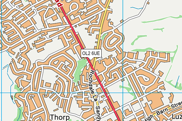 OL2 6UE map - OS VectorMap District (Ordnance Survey)