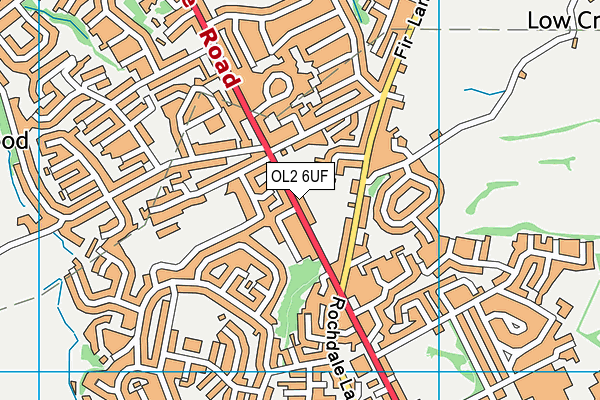 OL2 6UF map - OS VectorMap District (Ordnance Survey)