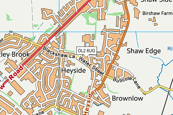 OL2 6UG map - OS VectorMap District (Ordnance Survey)