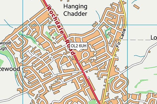 OL2 6UH map - OS VectorMap District (Ordnance Survey)