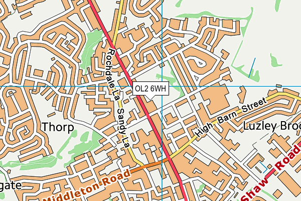 OL2 6WH map - OS VectorMap District (Ordnance Survey)