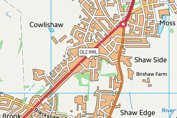 OL2 6WL map - OS VectorMap District (Ordnance Survey)