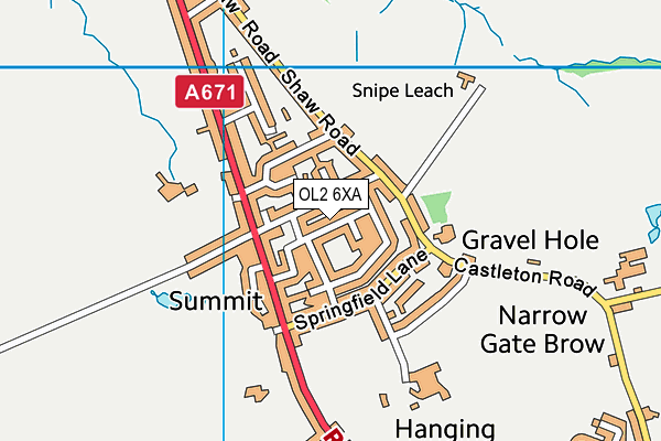 OL2 6XA map - OS VectorMap District (Ordnance Survey)