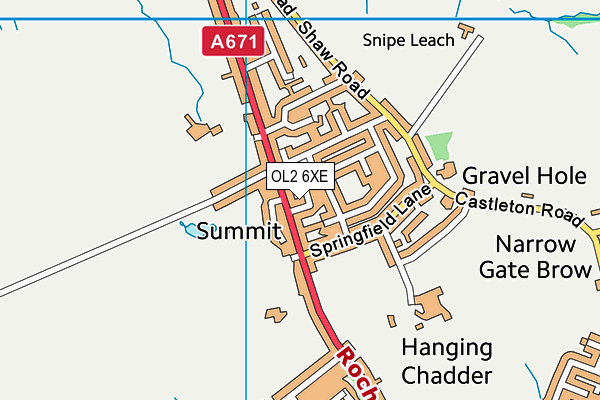 OL2 6XE map - OS VectorMap District (Ordnance Survey)