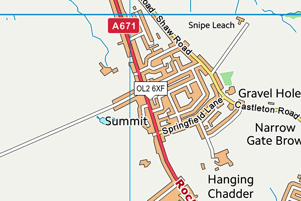 OL2 6XF map - OS VectorMap District (Ordnance Survey)