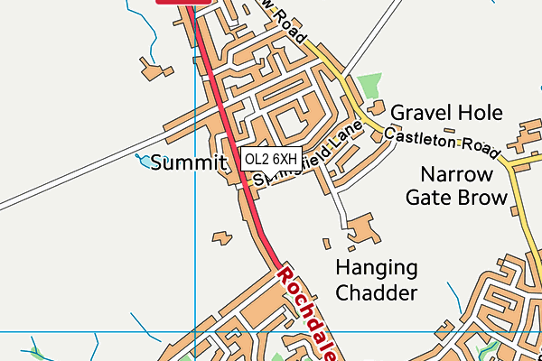 OL2 6XH map - OS VectorMap District (Ordnance Survey)