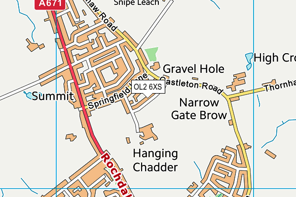 OL2 6XS map - OS VectorMap District (Ordnance Survey)