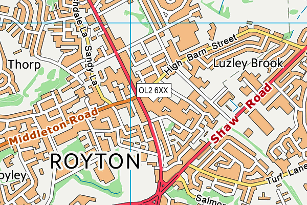 OL2 6XX map - OS VectorMap District (Ordnance Survey)