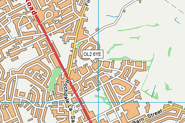 OL2 6YE map - OS VectorMap District (Ordnance Survey)