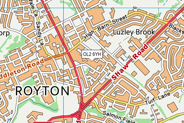 OL2 6YH map - OS VectorMap District (Ordnance Survey)