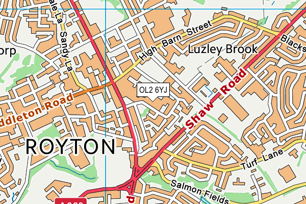 OL2 6YJ map - OS VectorMap District (Ordnance Survey)