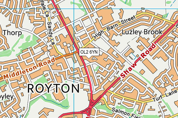 OL2 6YN map - OS VectorMap District (Ordnance Survey)