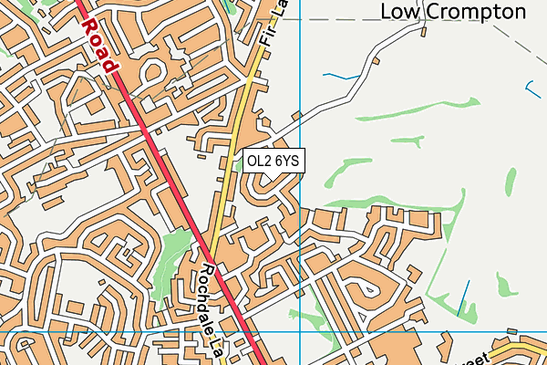 OL2 6YS map - OS VectorMap District (Ordnance Survey)