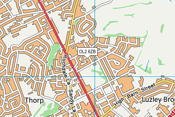 OL2 6ZB map - OS VectorMap District (Ordnance Survey)