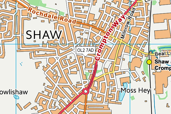 OL2 7AD map - OS VectorMap District (Ordnance Survey)