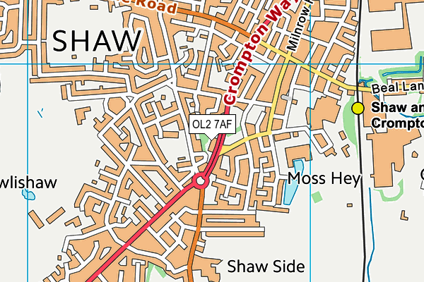 OL2 7AF map - OS VectorMap District (Ordnance Survey)