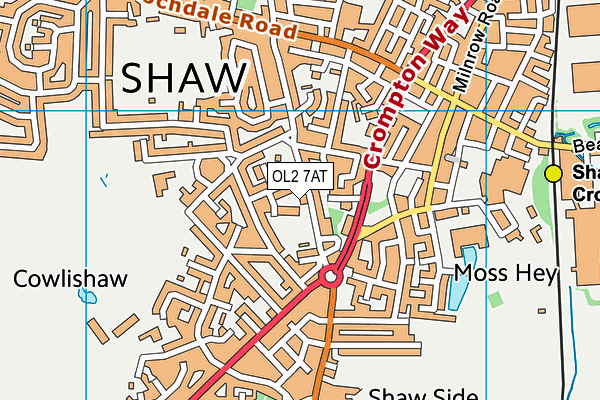 OL2 7AT map - OS VectorMap District (Ordnance Survey)