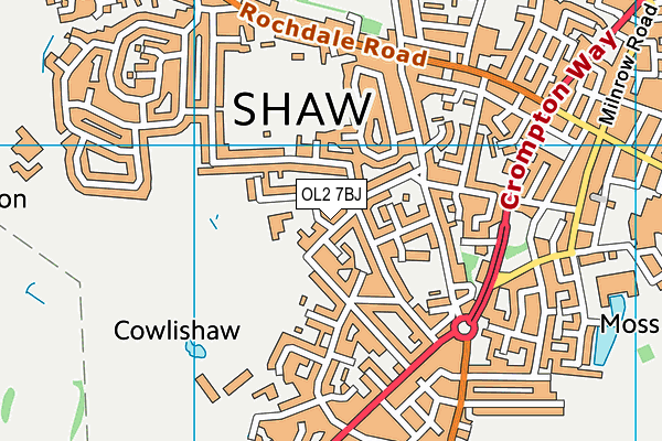 OL2 7BJ map - OS VectorMap District (Ordnance Survey)