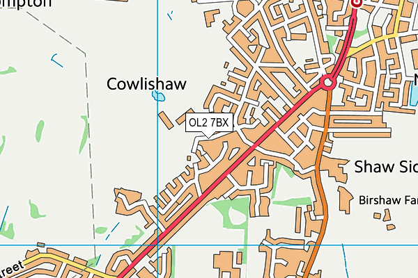 OL2 7BX map - OS VectorMap District (Ordnance Survey)