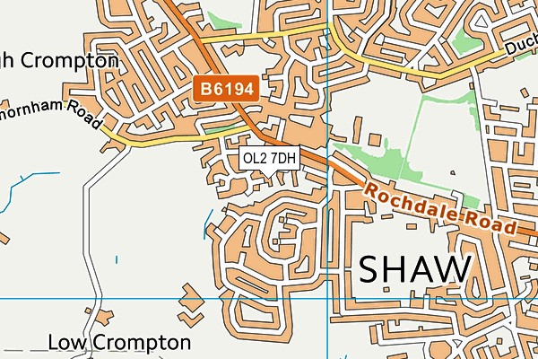 OL2 7DH map - OS VectorMap District (Ordnance Survey)