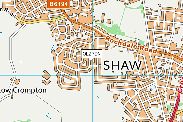 OL2 7DN map - OS VectorMap District (Ordnance Survey)