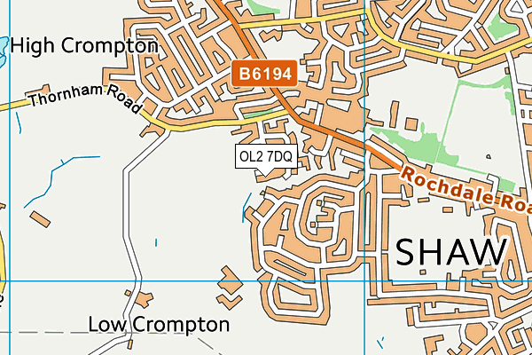 OL2 7DQ map - OS VectorMap District (Ordnance Survey)