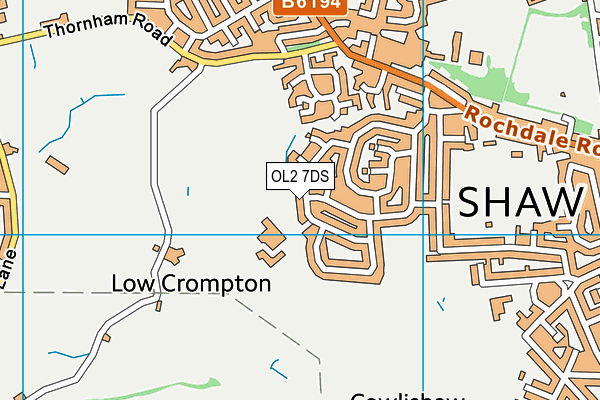 OL2 7DS map - OS VectorMap District (Ordnance Survey)