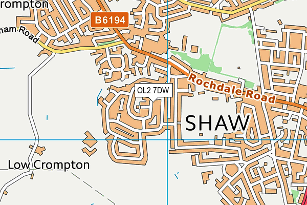 OL2 7DW map - OS VectorMap District (Ordnance Survey)