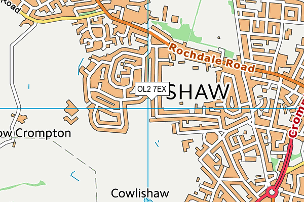 OL2 7EX map - OS VectorMap District (Ordnance Survey)